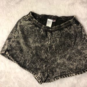 American apparel grey acid wash denim shorts